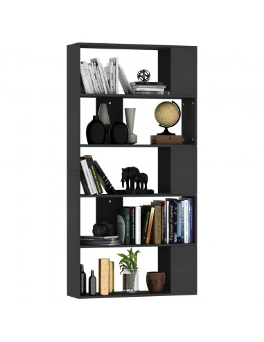 Libreria/Divisorio Nero 80x24x159 cm in Legno Multistrato
