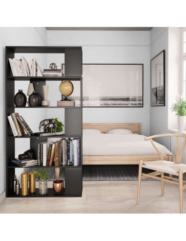 Libreria/Divisorio Nero 80x24x159 cm in Legno Multistrato