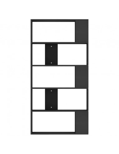 Libreria/Divisorio Nero 80x24x159 cm in Legno Multistrato