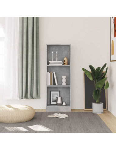 Libreria a 3 Ripiani Cemento 40x24x108 cm in Legno Multistrato