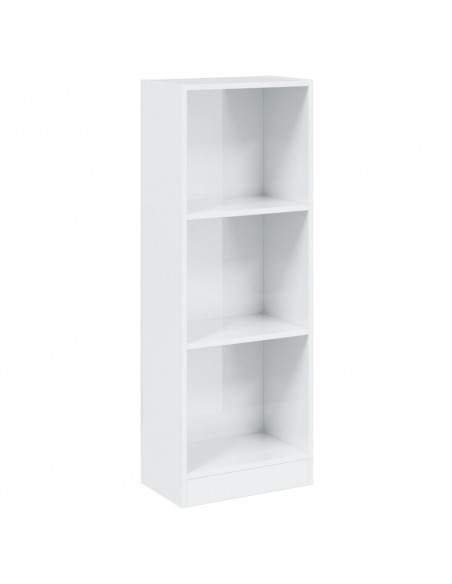 Libreria 3 Ripiani Bianco Lucido 40x24x108 cm Legno Multistrato