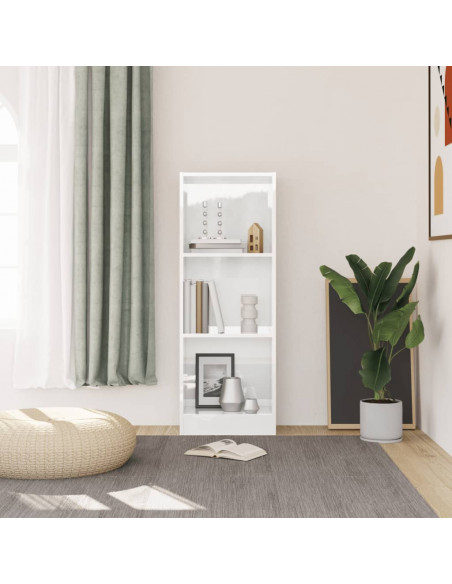 Libreria 3 Ripiani Bianco Lucido 40x24x108 cm Legno Multistrato