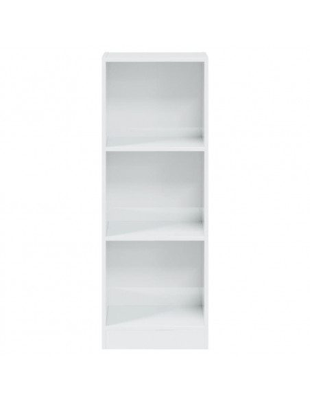Libreria 3 Ripiani Bianco Lucido 40x24x108 cm Legno Multistrato