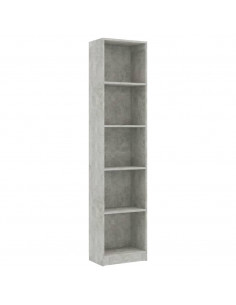 Libreria 5 Ripiani Grigio Cemento 40x24x175cm Legno Multistrato 2