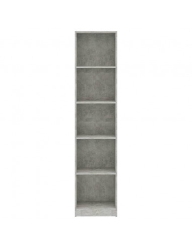 Libreria 5 Ripiani Grigio Cemento 40x24x175cm Legno Multistrato