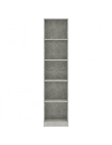 Libreria 5 Ripiani Grigio Cemento 40x24x175cm Legno Multistrato