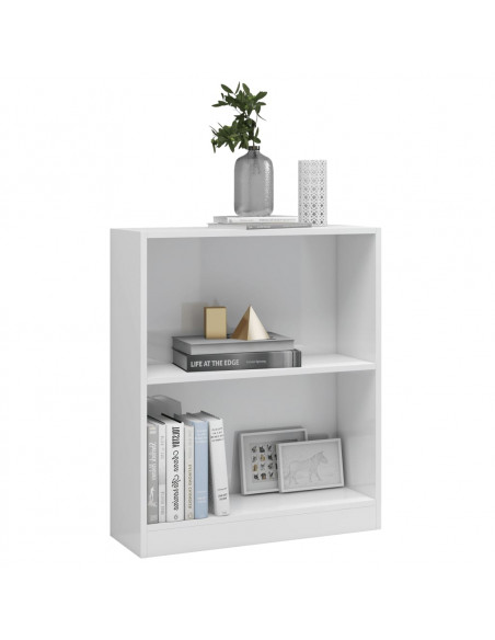 Libreria Bianco Lucido 60x24x76 cm in Legno Multistrato