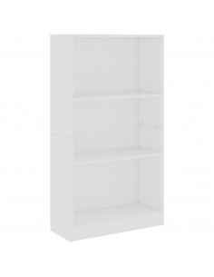 Libreria a 3 Ripiani Bianca 60x24x109 cm in Legno Multistrato 2