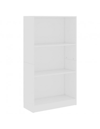 Libreria a 3 Ripiani Bianca 60x24x109 cm in Legno Multistrato