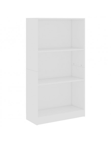 Libreria a 3 Ripiani Bianca 60x24x109 cm in Legno Multistrato