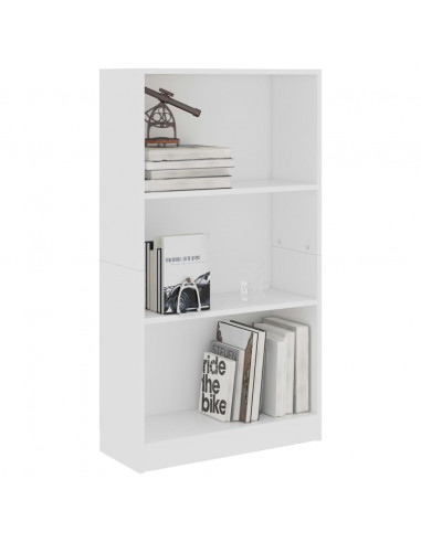 Libreria a 3 Ripiani Bianca 60x24x109 cm in Legno Multistrato