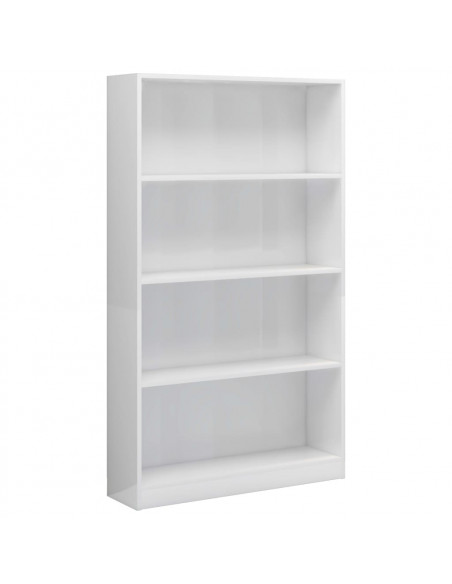 Libreria 4 Ripiani Bianco Lucido 80x24x142 cm Legno Multistrato