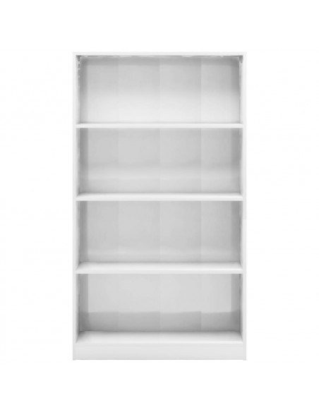 Libreria 4 Ripiani Bianco Lucido 80x24x142 cm Legno Multistrato