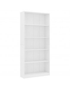 Libreria a 5 Ripiani Bianca 80x24x175 cm in Legno Multistrato 2