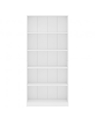 Libreria a 5 Ripiani Bianca 80x24x175 cm in Legno Multistrato