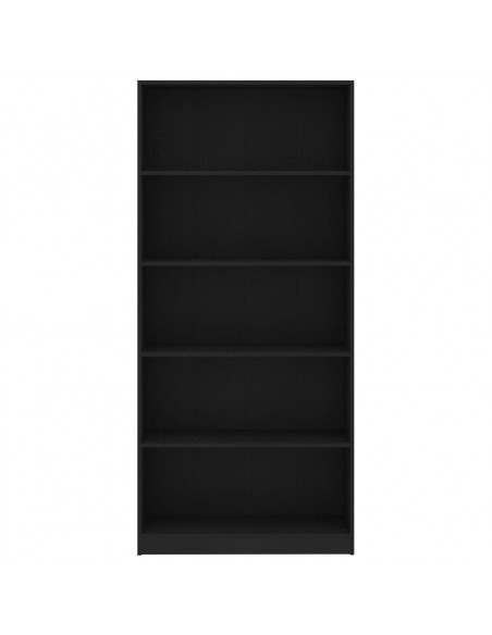 Libreria a 5 Ripiani Nera 80x24x175 cm in Legno Multistrato