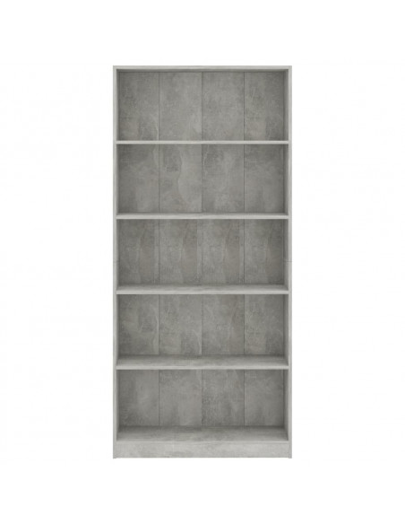 Libreria 5 Ripiani Grigio Cemento 80x24x175cm Legno Multistrato