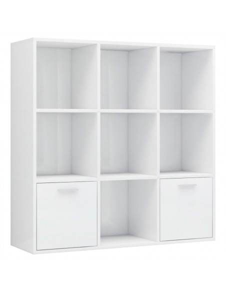 Libreria Bianco Lucido 98x30x98 cm in Legno Multistrato