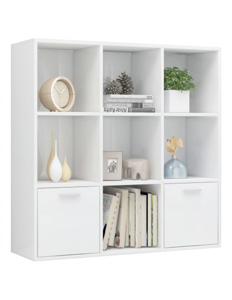 Libreria Bianco Lucido 98x30x98 cm in Legno Multistrato