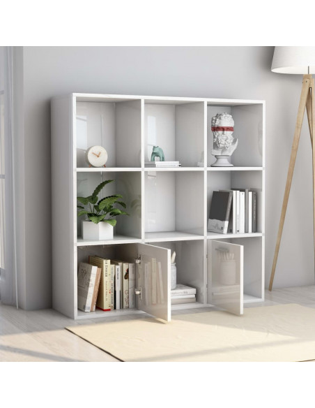 Libreria Bianco Lucido 98x30x98 cm in Legno Multistrato