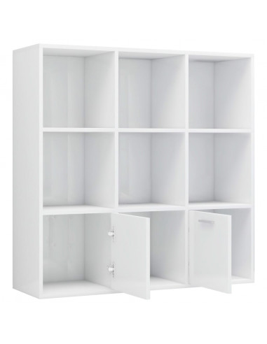 Libreria Bianco Lucido 98x30x98 cm in Legno Multistrato