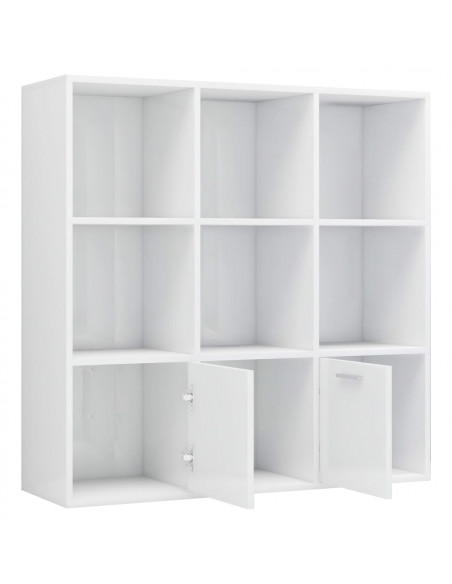 Libreria Bianco Lucido 98x30x98 cm in Legno Multistrato