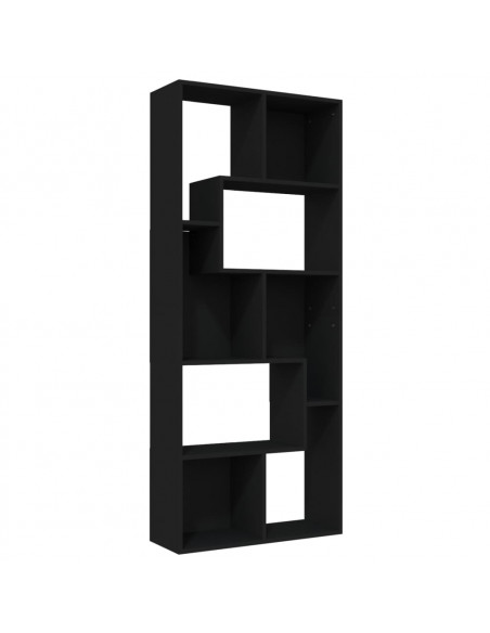 Libreria Nera 67x24x161 cm in Legno Multistrato