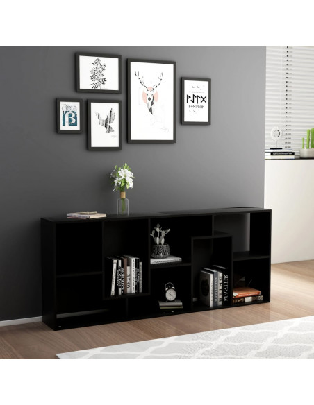 Libreria Nera 67x24x161 cm in Legno Multistrato