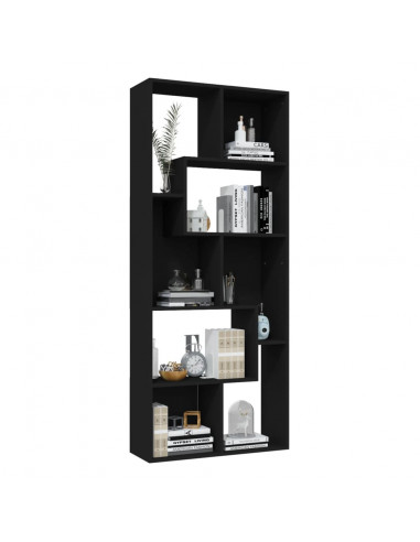 Libreria Nera 67x24x161 cm in Legno Multistrato