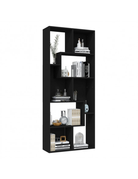 Libreria Nera 67x24x161 cm in Legno Multistrato