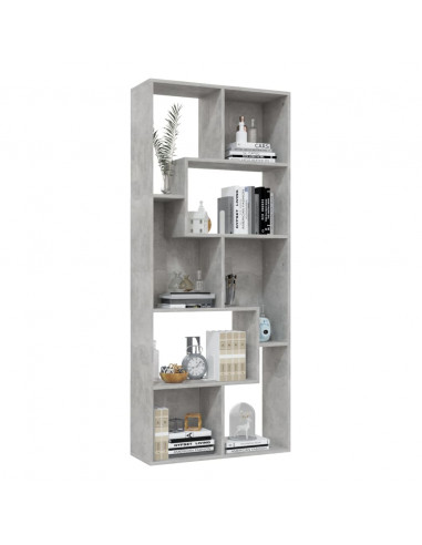 Libreria Grigio Cemento 67x24x161 cm in Legno Multistrato