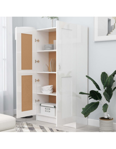 Libreria Bianco Lucido 82,5x30,5x150 cm in Legno Multistrato