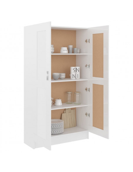 Libreria Bianco Lucido 82,5x30,5x150 cm in Legno Multistrato