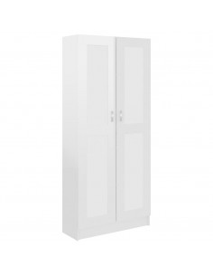 Libreria Bianco Lucido 82,5x30,5x185,5 cm in Legno Multistrato 2