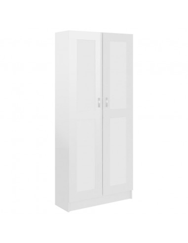 Libreria Bianco Lucido 82,5x30,5x185,5 cm in Legno Multistrato