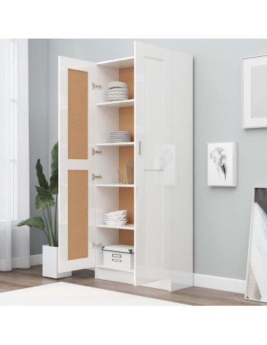 Libreria Bianco Lucido 82,5x30,5x185,5 cm in Legno Multistrato