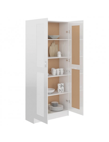 Libreria Bianco Lucido 82,5x30,5x185,5 cm in Legno Multistrato