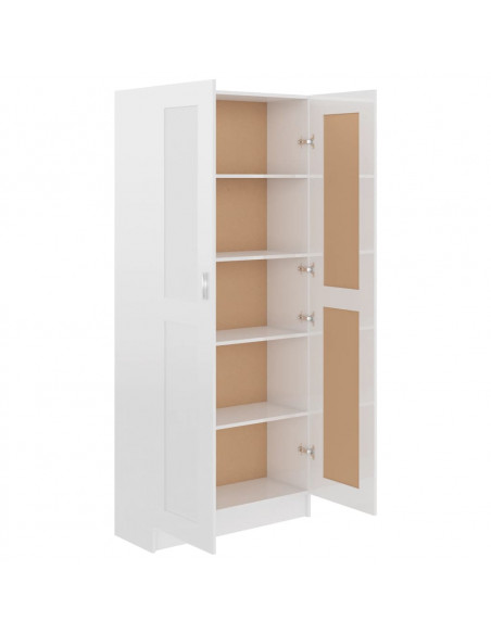 Libreria Bianco Lucido 82,5x30,5x185,5 cm in Legno Multistrato