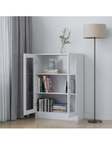 Armadietto con Vetrina Bianco 82,5x30,5x115cm Legno Multistrato