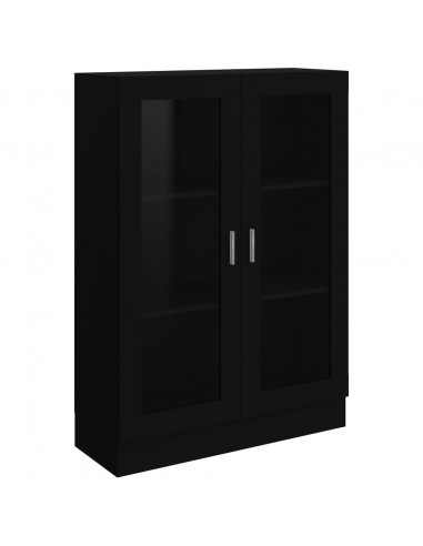 Armadietto con Vetrina Nero 82,5x30,5x115 cm Legno Multistrato