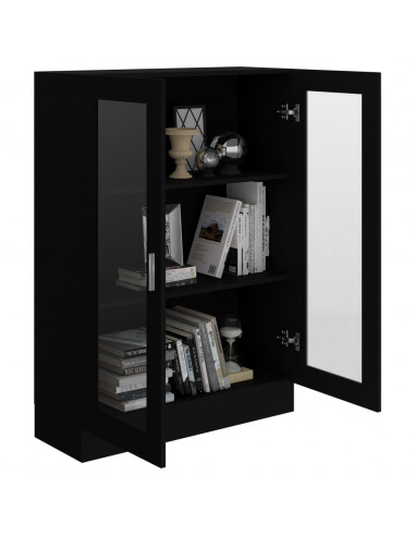 Armadietto con Vetrina Nero 82,5x30,5x115 cm Legno Multistrato