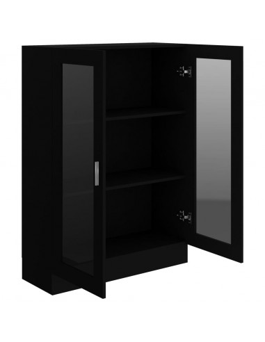 Armadietto con Vetrina Nero 82,5x30,5x115 cm Legno Multistrato