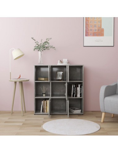 Libreria Grigio Cemento 90x30x90 cm in Legno Multistrato