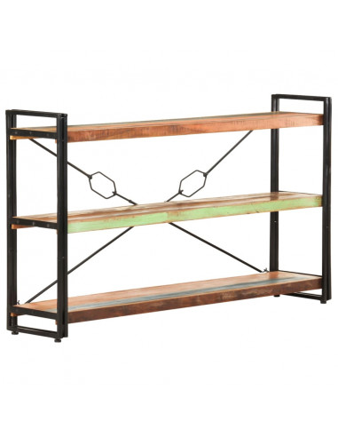 Libreria a 3 Ripiani 140x30x80 cm in Massello di Recupero