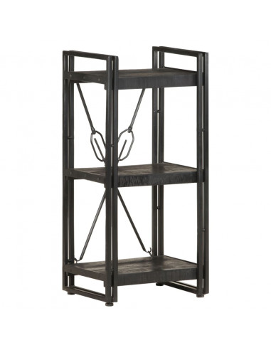 Libreria a 3 Ripiani 40x30x80cm Nero in Legno Massello di Mango