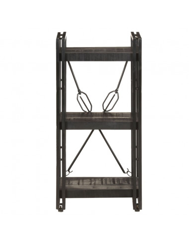 Libreria a 3 Ripiani 40x30x80cm Nero in Legno Massello di Mango