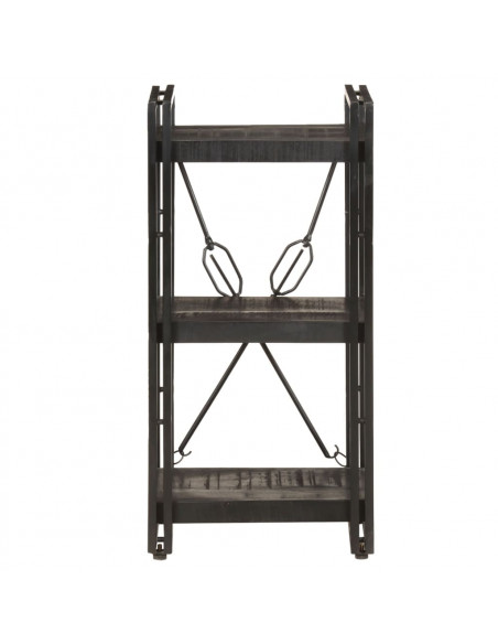 Libreria a 3 Ripiani 40x30x80cm Nero in Legno Massello di Mango