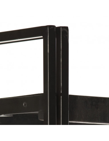 Libreria a 3 Ripiani 40x30x80cm Nero in Legno Massello di Mango