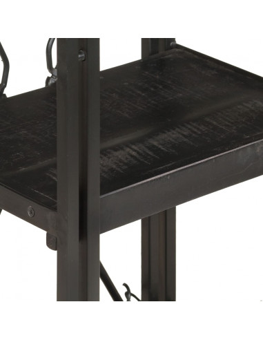 Libreria a 3 Ripiani 40x30x80cm Nero in Legno Massello di Mango