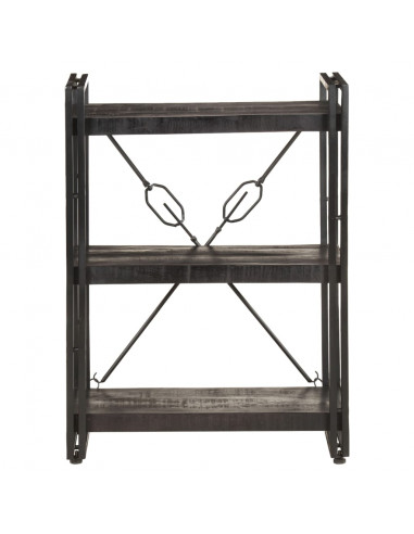 Libreria a 3 Ripiani 60x30x80cm Nero in Legno Massello di Mango